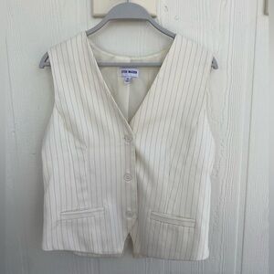 Steve MADDEN vest pinstripe top white X-Large